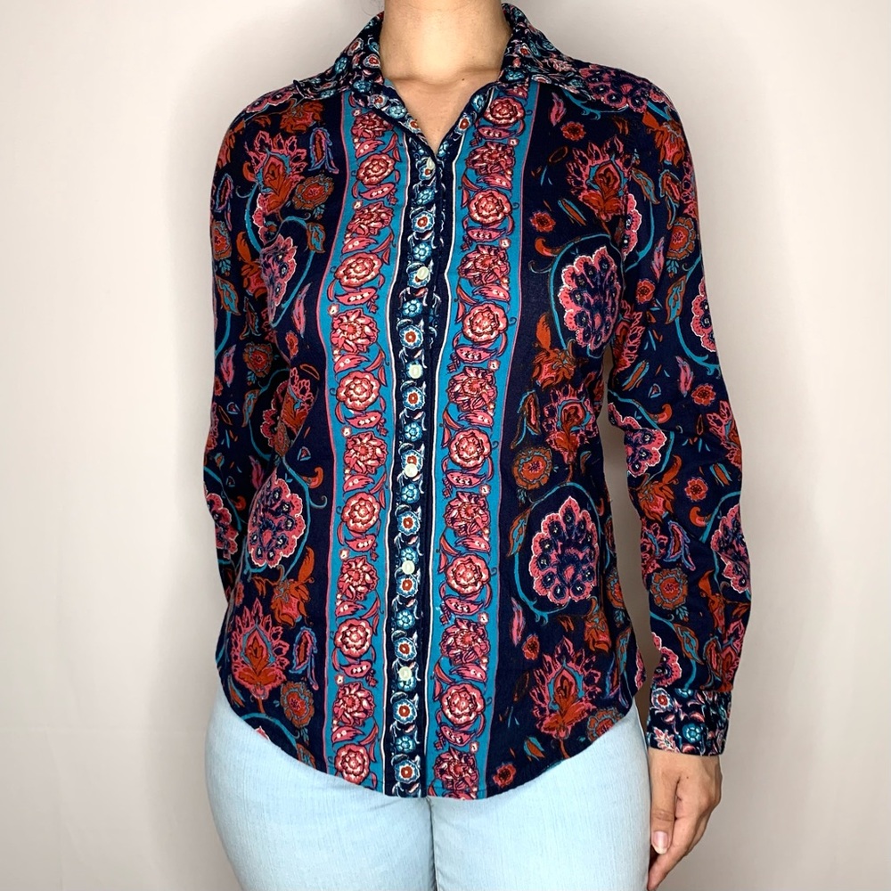 Lucky Brand Floral Print Button Down Shirt | Size Small